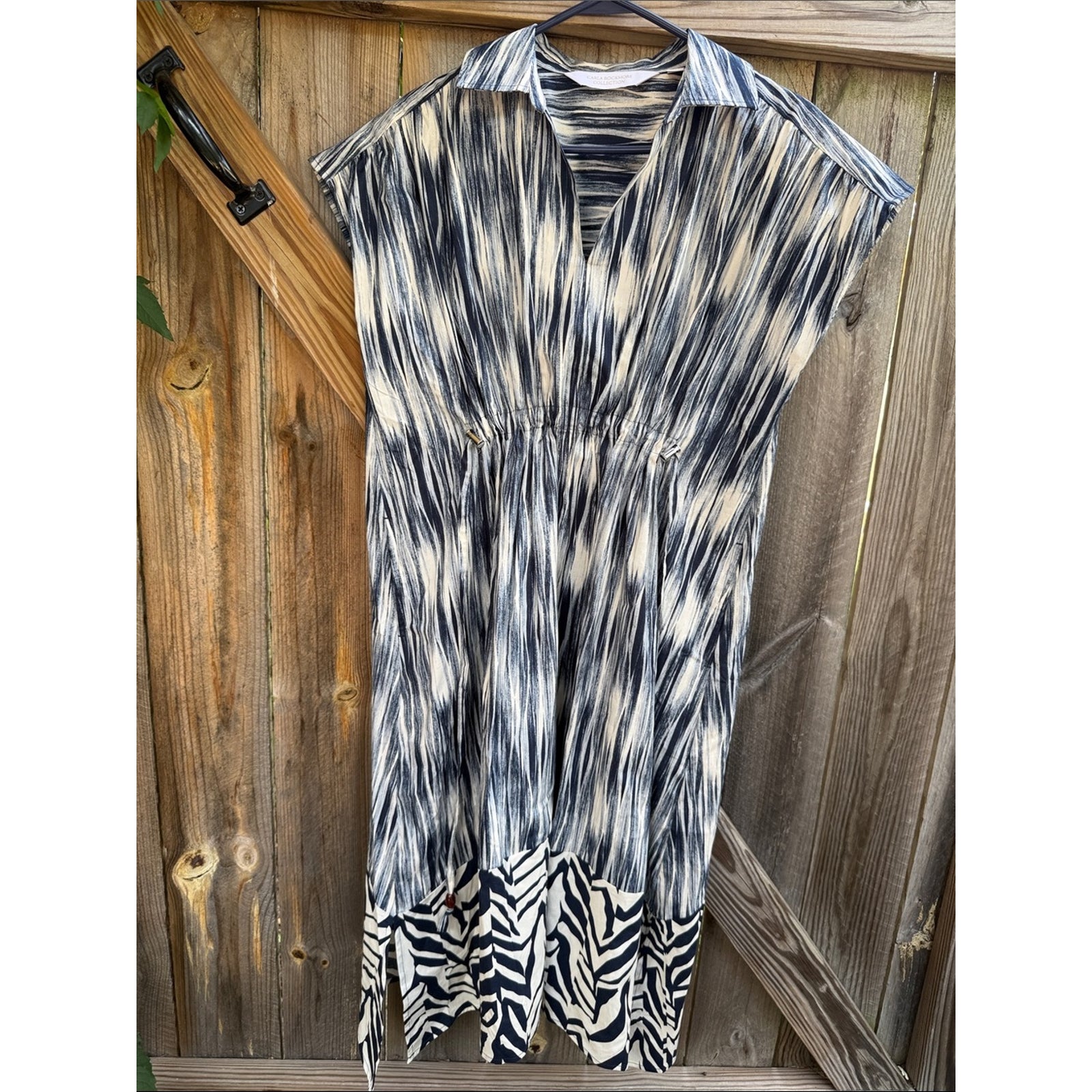Carla Rockmore Collection Cinched Waist Shirt Dress Small Blue — image 2 of 8